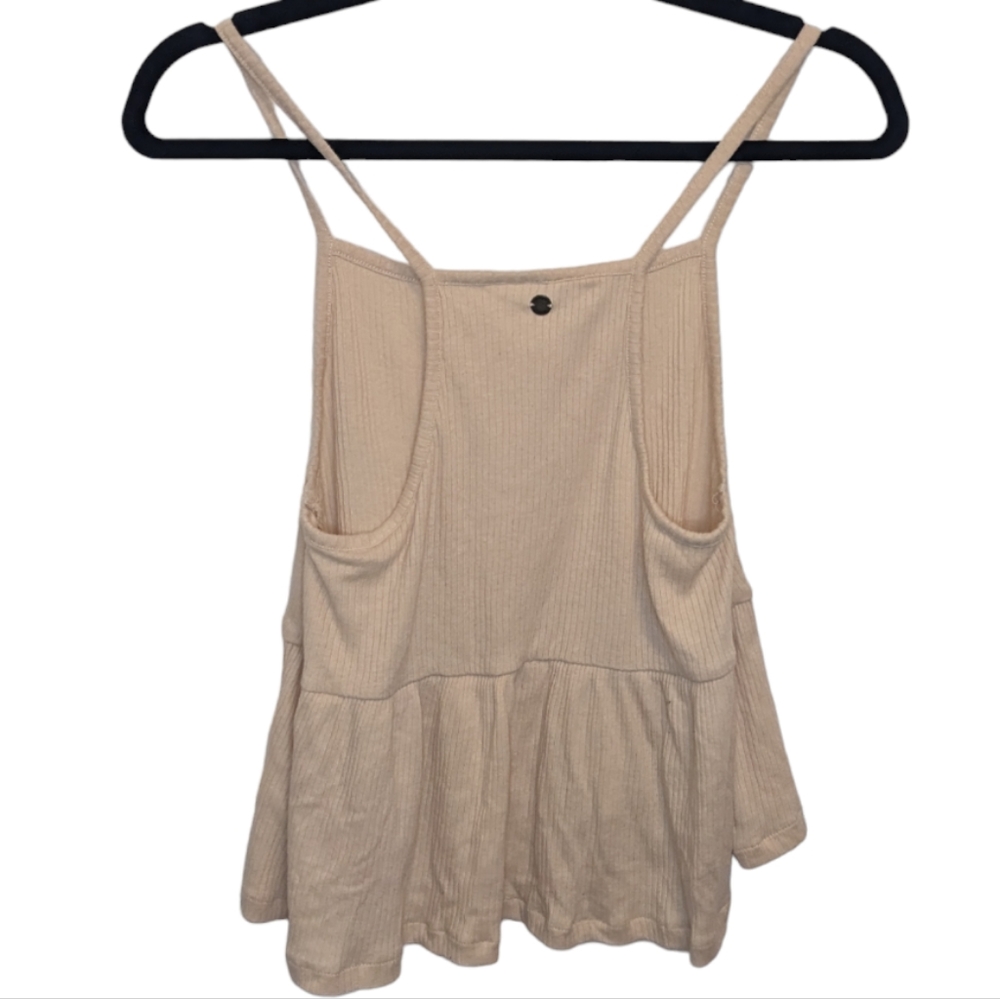 Roxy Women's Beige/Cream Ribbed Cropped Tank Top Size S 🌸 - Picture 3 of 14